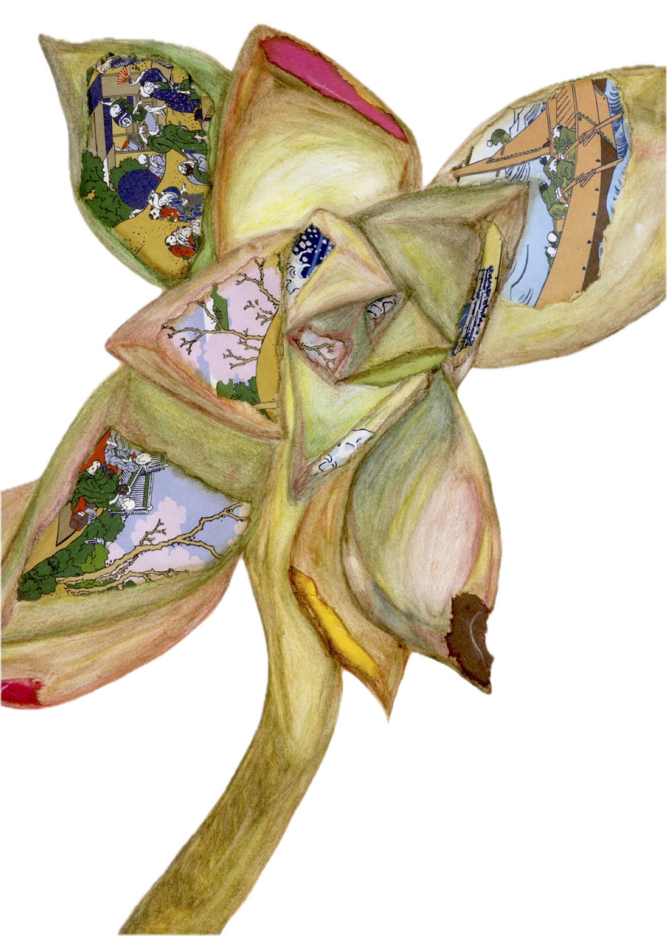 Collage byt Meital Reuveny.
Pencils, water color pencils, paper